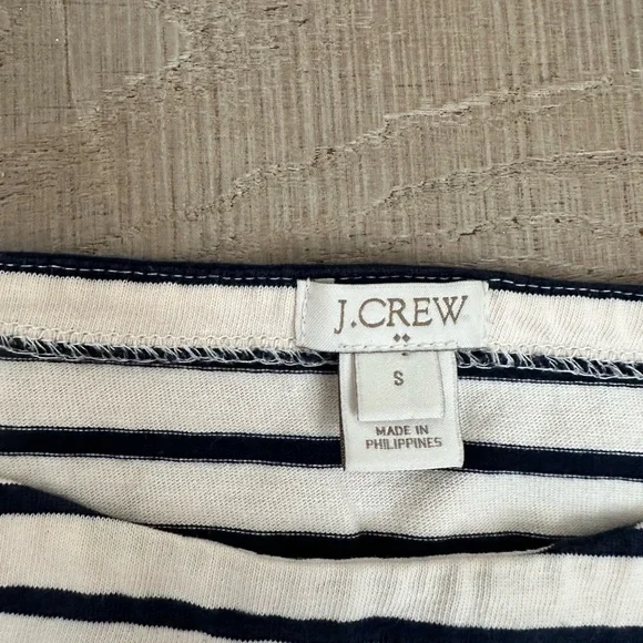 J. Crew cream and navy Striped Long Sleeve Tee - Picture 5 of 5
